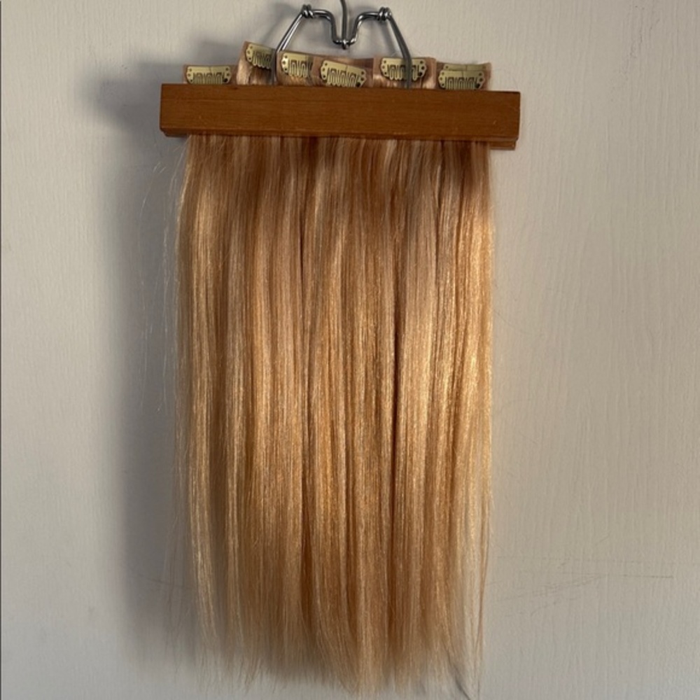 16”100% Human Hair Blonde Clip-In Extensions Straig 7 pcs